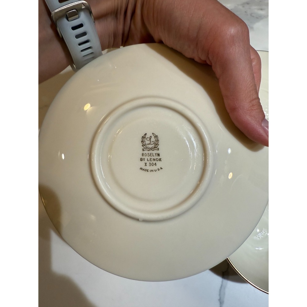 Lenox China Roselyn TWO Sets of tea cup and saucer Gold Trim Perfect Made in USA - Picture 5 of 5